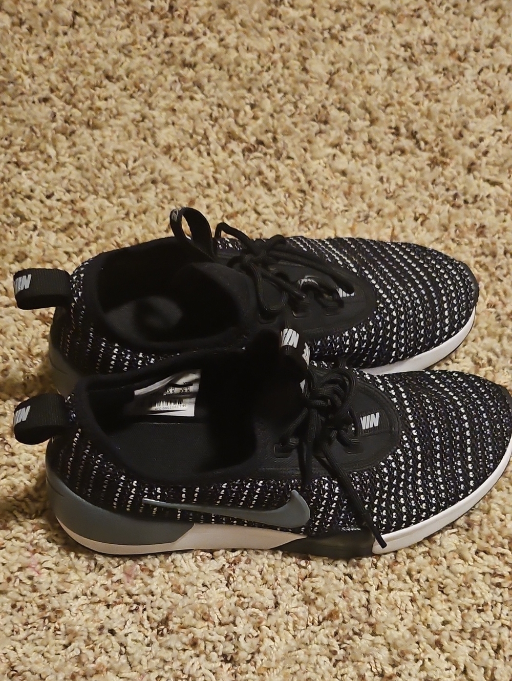 Nike Kids Black and White Knit Lace-Up Sneakers
